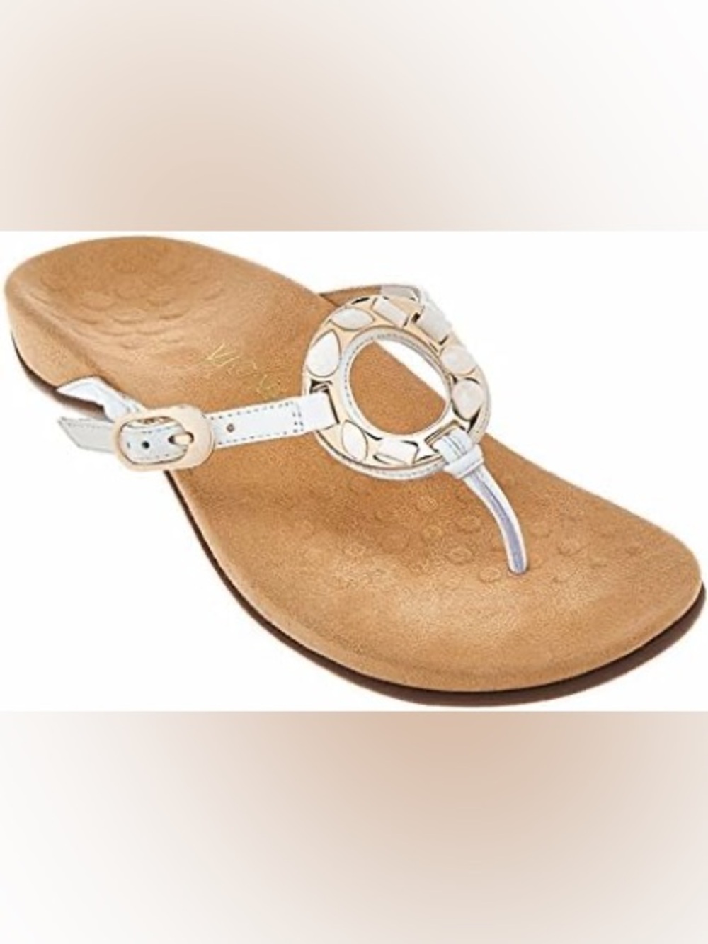 🌼 Vionic Orthaheel Ricci White Tan Leather Thong Sandals Arch
Support Sz 6